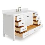 Ariel 61" White Bathroom Vanity with Quartz Top