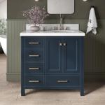 Midnight Blue 37" Bathroom Vanity with White Quartz