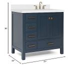 Midnight Blue 37" Bathroom Vanity with White Quartz