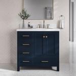 Midnight Blue 37" Bathroom Vanity with White Quartz