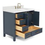 Midnight Blue 37" Bathroom Vanity with White Quartz
