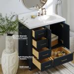 Midnight Blue 37" Bathroom Vanity with White Quartz