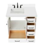 White Bathroom Vanity with Quartz Countertop and Sink