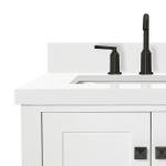 White Bathroom Vanity with Quartz Countertop and Sink