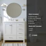 White Bathroom Vanity with Quartz Countertop and Sink