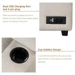 Beige L Shaped Sectional Sofa with Ottoman