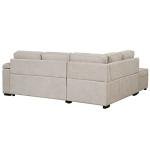 Beige L Shaped Sectional Sofa with Ottoman