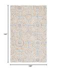 Ivory & Blue Handmade Boho Area Rug - 9' x 12