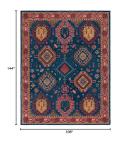 Navy and Red Traditional Wool Area Rug 9' x 12