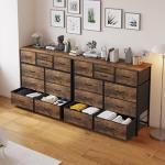 10-Drawer Rustic Brown Fabric Dresser with Steel Frame