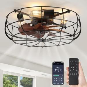 20" Bladeless Caged Ceiling Fan with Remote