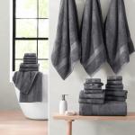 24-Piece Cotton Bath Towel Set in Cool Grey
