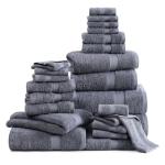 24-Piece Cotton Bath Towel Set in Cool Grey