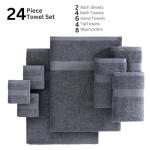 24-Piece Cotton Bath Towel Set in Cool Grey