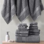 24-Piece Cotton Bath Towel Set in Cool Grey