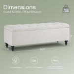 51-Inch Button-Tufted Storage Ottoman Bench in Ivory