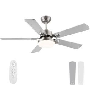 52-Inch Brushed Nickel Ceiling Fan with Remote