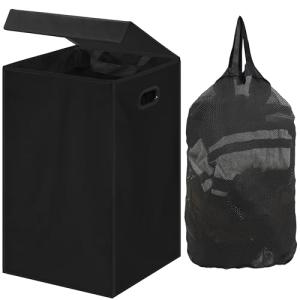 Black Foldable Laundry Hamper with Lid