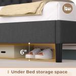 Queen Bed Frame with LED Headboard and Storage