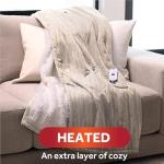 Champagne Lattice Heated Sherpa Throw Blanket