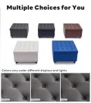 Large Tufted Storage Ottoman Bench in Dark Grey