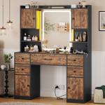 Tiptiper Rustic Vanity with Lights and Storage
