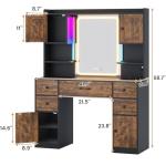 Tiptiper Rustic Vanity with Lights and Storage
