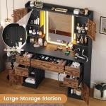 Tiptiper Rustic Vanity with Lights and Storage