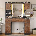 Tiptiper Rustic Vanity with Lights and Storage