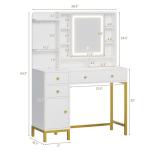 AOGLLATI Lighted Makeup Vanity with Charging Station