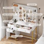 AOGLLATI Lighted Makeup Vanity with Charging Station