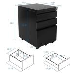 Black Rolling Pedestal File Cabinet with Three Drawers