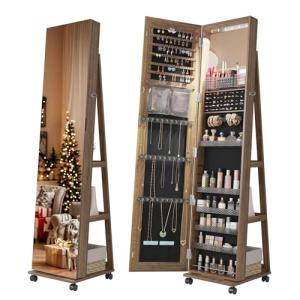 360° Rotating Jewelry Armoire with Full Length Mirror