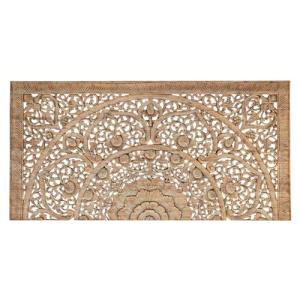 King Size Wooden Headboard, Rustic Brown Design