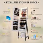 LED Jewelry Cabinet with Full-Length Mirror (White)