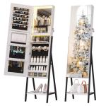 LED Jewelry Cabinet with Full-Length Mirror (White)