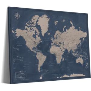 Personalized Travel Map with Pins on Canvas