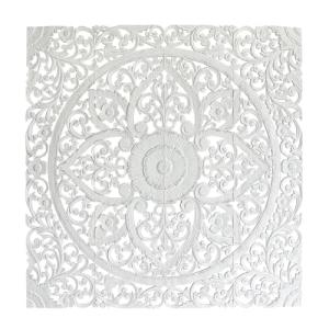 Wood Carved King Bed Headboard with Mandala Design