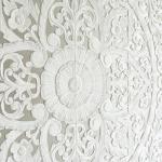 Wood Carved King Bed Headboard with Mandala Design