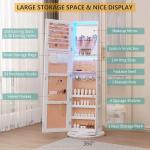 LED Jewelry Armoire with Full-Length Mirror Storage