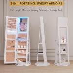 LED Jewelry Armoire with Full-Length Mirror Storage