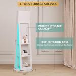 LED Jewelry Armoire with Full-Length Mirror Storage