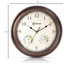 Geevon 12" Silent Wall Clock with Hygrometer and Thermometer