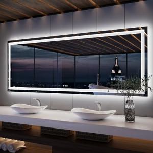 Large Backlit LED Bathroom Mirror with Anti-Fog
