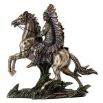 Native American Warrior on Horseback Bronze Statue