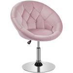 Pink Velvet Round Swivel Vanity Chair with Chrome Frame
