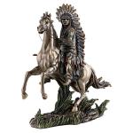 Native American Warrior on Horseback Bronze Statue
