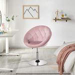 Pink Velvet Round Swivel Vanity Chair with Chrome Frame