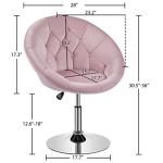 Pink Velvet Round Swivel Vanity Chair with Chrome Frame