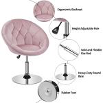 Pink Velvet Round Swivel Vanity Chair with Chrome Frame